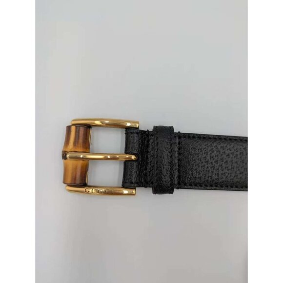 Gucci Dollar Pigprint Leather Bamboo W3.0cm Belt Black 120cm 699954 main image 5